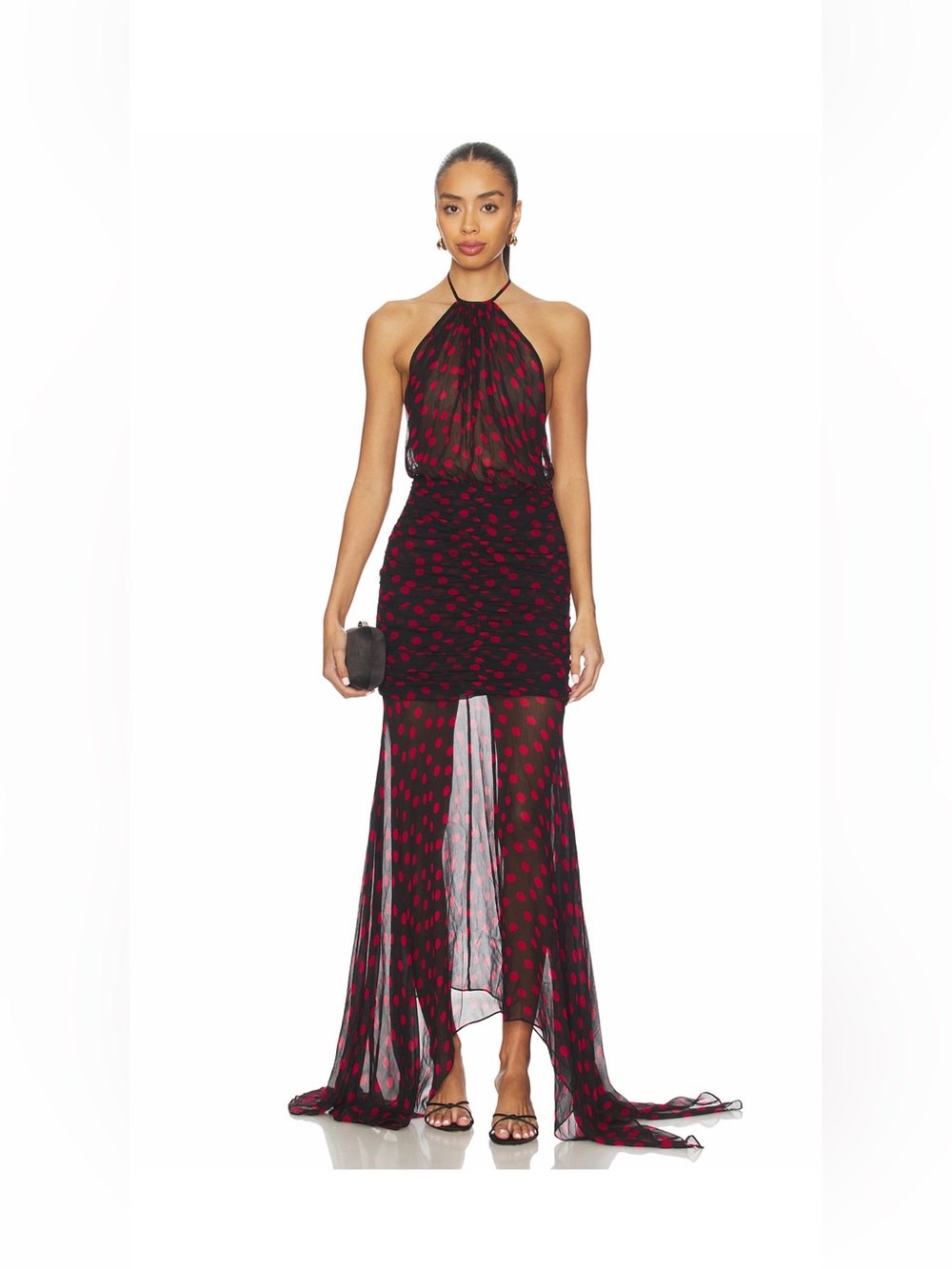 Tilda Polka-Dot Chiffon Maxi Dress